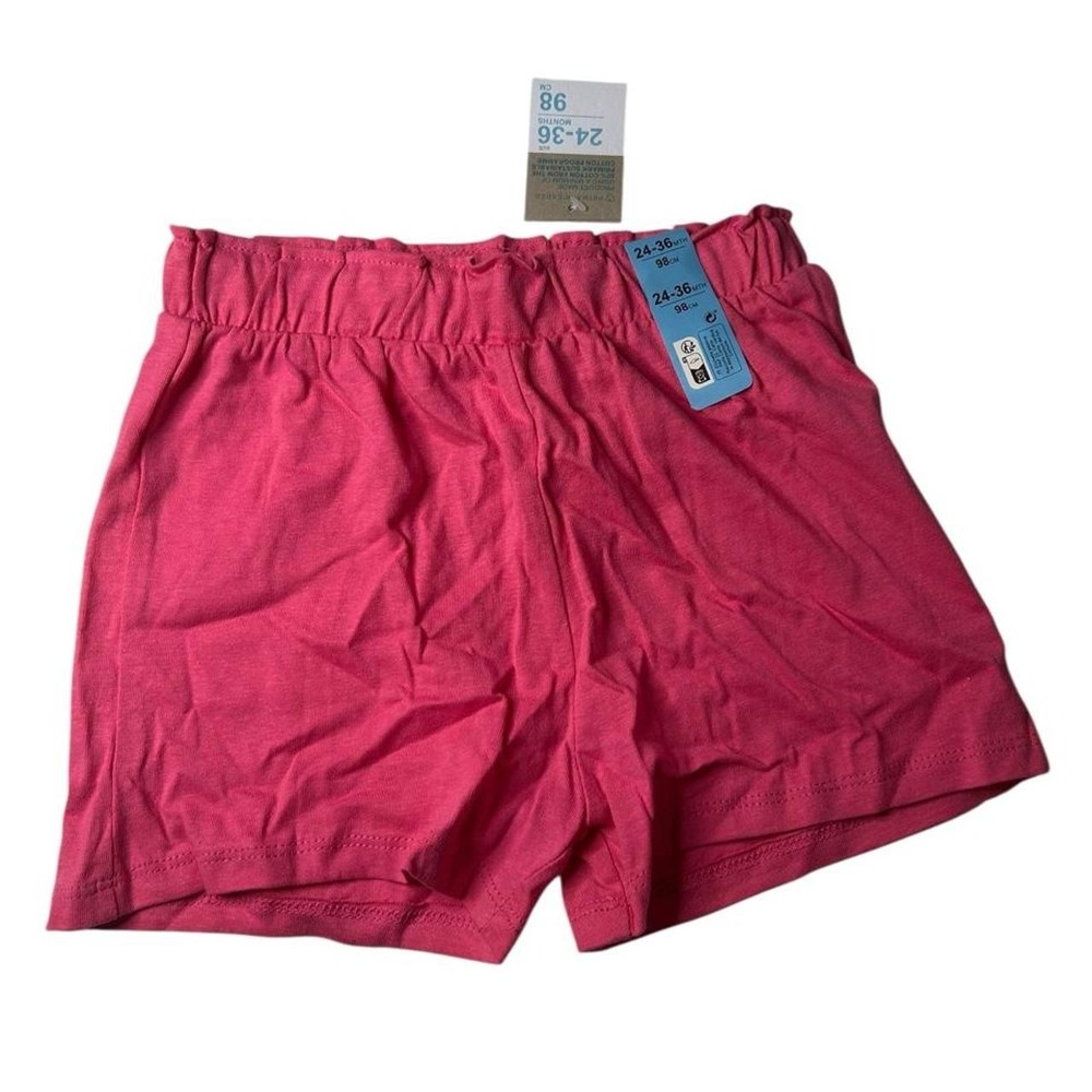 Barbiecore Girls Hot Pink Jersey Shorts NWT Paperbag Waist 24-36M 98cm